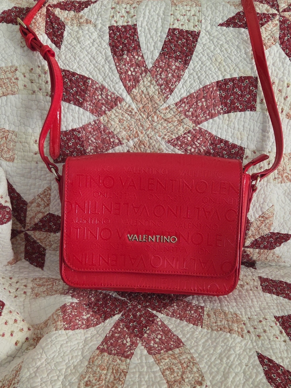 Valentino by Mario Red Crossbody Vegan Leather NWOT